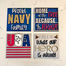 Load image into Gallery viewer, Hero Military Interchangeable Leaning Sign File SVG, Tiered Tray Glowforge, LuckyHeartDesignsCo