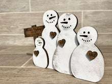 Load image into Gallery viewer, Standing Snowman Family File SVG, Glowforge Farmhouse, LuckyHeartDesignsCo
