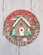 Load image into Gallery viewer, North Pole GingerBread Bakery Door Hanger File SVG, Glowforge Christmas, LuckyHeartDesignsCo