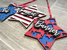 Load image into Gallery viewer, Star Fourth of July Door Hanger File SVG, America Glowforge, LuckyHeartDesignsCo