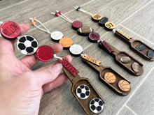 Load image into Gallery viewer, Sports Tiered Tray Wood Scoop File SVG, Glowforge Football Soccer Basketball Baseball Tennis Cheer, LuckyHeartDesignsCo