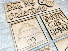 Load image into Gallery viewer, Bee Valentine Interchangeable Leaning Sign File SVG, Glowforge Tiered Tray, LuckyHeartDesignsCo