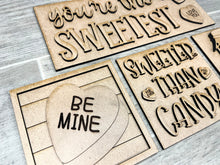 Load image into Gallery viewer, Hearts Valentine Interchangeable Leaning Sign File SVG, Glowforge Tiered Tray, LuckyHeartDesignsCo
