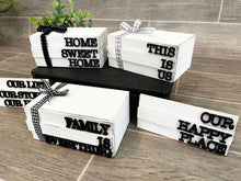 Load image into Gallery viewer, Interchangeable Book Stack Tiered Tray File SVG, Glowforge Farmhouse, LuckyHeartDesignsCo