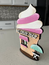 Load image into Gallery viewer, Ice Cream Shop Standing House File SVG, Summer Tiered Tray Decor, Glowforge, LuckyHeartDesignsCo