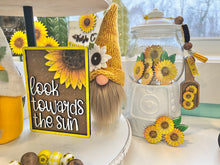 Load image into Gallery viewer, Sunflower Bundle Gumball Scoop Sign File SVG, Glowforge, fall summer Tiered Tray, LuckyheartDesignsCo