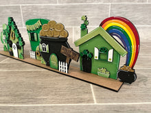 Load image into Gallery viewer, Clover St. Patrick's Day Standing Houses File SVG, Glowforge, LuckyHeartDesignsCo