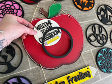 Load image into Gallery viewer, Teacher Apple Interchangeable Leaning Sign File, Glowforge School, LuckyHeartDesignsCo