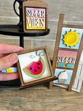 Load image into Gallery viewer, MINI Summer Interchangeable Leaning Sign File SVG, Tiered Tray Glowforge, LuckyHeartDesignsCo