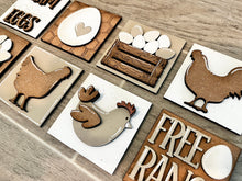Load image into Gallery viewer, MINI Farm Interchangeable Leaning Sign File SVG, Chicken Eggs Barn Tiered Tray Glowforge, LuckyHeartDesignsCo