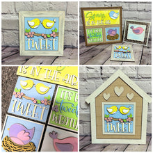 Load image into Gallery viewer, Bird Spring Interchangeable Leaning Sign File SVG, Tiered Tray Glowforge, LuckyHeartDesignsCo