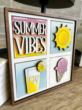 Load image into Gallery viewer, MINI Summer Interchangeable Leaning Sign File SVG, Tiered Tray Glowforge, LuckyHeartDesignsCo