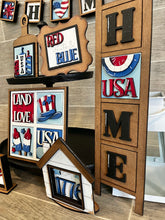 Load image into Gallery viewer, MINI Fourth Of July Interchangeable Leaning Sign File SVG, America Tiered Tray Glowforge, LuckyHeartDesignsCo