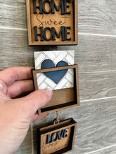 Load image into Gallery viewer, MINI Vertical Hanging Banner Interchangeable Leaning Sign File SVG, Frame Tiered Tray Glowforge, LuckyHeartDesignsCo