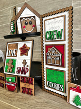 Load image into Gallery viewer, MINI Gingerbread Christmas Interchangeable Leaning Sign File SVG, Cookies Santa Tiered Tray Glowforge, LuckyHeartDesignsCo