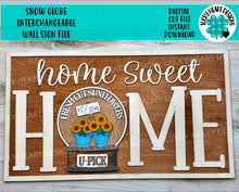 Load image into Gallery viewer, Snow Globe Home Sweet Home Wall Sign File SVG, Glowforge, LuckyHeartDesignsCo
