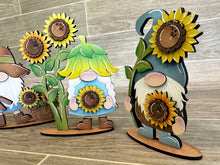 Load image into Gallery viewer, Sunflower Tiered Tray Gnome File SVG, Fall Summer Tiered Tray Holiday Decor, Glowforge, LuckyHeartDesignsCo