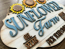 Load image into Gallery viewer, Sunflower Farm Pick Your Own Sign File SVG, Glowforge, Fall Summer Door Hanger, LuckyHeartDesignsCo