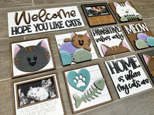 Load image into Gallery viewer, Cat Love Interchangeable Leaning Sign File SVG, Tiered Tray Glowforge, LuckyHeartDesignsCo