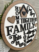 Load image into Gallery viewer, Round Family Word Art SVG FILE, Home, Wedding, House Warming, Collage, glowforge, LuckyHeartDesignsCo