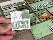 Load image into Gallery viewer, MINI St.Patrick's Day Interchangeable Leaning Sign File, Glowforge Leprechaun, LuckyHeartDesignsCo