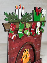 Load image into Gallery viewer, Standing Family Christmas StockingFireplace File SVG, Glowforge 'Twas The Night Before, LuckyHeartDesignsCo