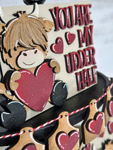 Load image into Gallery viewer, Highland Cow Valentines Quick and Easy Tiered Tray File SVG, Glowforge, LuckyHeartDesignsCo