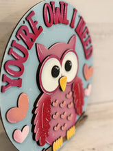 Load image into Gallery viewer, Valentines Owl Door Hanger File SVG, Glowforge, LuckyHeartDesignsCo
