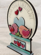 Load image into Gallery viewer, Love Birds Valentines Snow Globe Interchangeable File SVG, Glowforge, Tiered Tray LuckyHeartDesignsCo