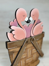 Load image into Gallery viewer, Flamingo Valentine For The Flower Basket Interchangeable File SVG, TINY, Tropical, Beach, Tiered Tray, Glowforge, LuckyHeartDesignsCo
