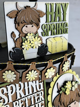 Load image into Gallery viewer, Highland Cow Spring Quick and Easy Tiered Tray File SVG, Glowforge Tier Tray Farmhouse Decor, LuckyHeartDesignsCo