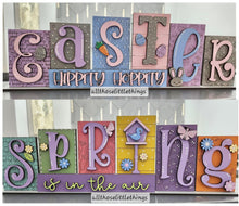 Load image into Gallery viewer, Easter Spring Standing Reversible Blocks File SVG, Tiered Tray Bunny, Flowers, Birdhouse, Glowforge, LuckyHeartDesignsCo
