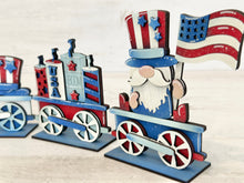 Load image into Gallery viewer, Fourth of July Standing Train File SVG, Fireworks, America, USA, Gnome, Tiered Tray Glowforge, LuckyHeartDesignsCo