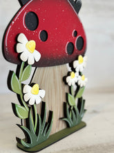 Load image into Gallery viewer, Ladybug Mushroom Standing File SVG, Glowforge, Daisy, Flower, Spring, Butterfly, Floral Tiered Tray LuckyHeartDesignsCo