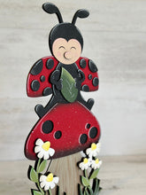 Load image into Gallery viewer, Ladybug Mushroom Standing File SVG, Glowforge, Daisy, Flower, Spring, Butterfly, Floral Tiered Tray LuckyHeartDesignsCo