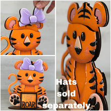 Load image into Gallery viewer, Tiger Animal Hats Interchangeable MINI File SVG, Seasonal Leaning sign, Christmas,Holiday, Zoo, Tiered Tray Glowforge, LuckyHeartDesignsCo