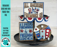 Load image into Gallery viewer, Fireworks Quick and Easy Tiered Tray File SVG, Glowforge, Fourth Of July, USA, America Tier Tray, LuckyHeartDesignsCo