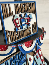 Load image into Gallery viewer, Fireworks Quick and Easy Tiered Tray File SVG, Glowforge, Fourth Of July, USA, America Tier Tray, LuckyHeartDesignsCo