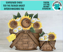 Load image into Gallery viewer, Sunflowers Daisy For The Flower Basket Interchangeable File SVG, Flower, Floral, Summer, Fall Tiered Tray, Glowforge, LuckyHeartDesignsCo