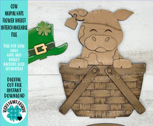 Load image into Gallery viewer, Dairy Cow Animal Hats Flower Basket Interchangeable File SVG, Farm, Christmas, Fall, Halloween, Tiered Tray, Glowforge, LuckyHeartDesignsCo