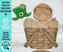 Load image into Gallery viewer, Book Worm Animal Hats Flower Basket Interchangeable File SVG, Farm, Christmas, Fall, Halloween, Tiered Tray, Glowforge, LuckyHeartDesignsCo