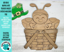 Load image into Gallery viewer, Ladybug Animal Hats Flower Basket Interchangeable File SVG, Farm, Christmas, Fall, Halloween, Tiered Tray, Glowforge, LuckyHeartDesignsCo