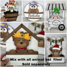Load image into Gallery viewer, Holiday Interchangeable Animal Hats File SVG, Seasonal sign, Holiday, Pet, Farm Tiered Tray Glowforge, LuckyHeartDesignsCo