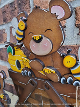 Load image into Gallery viewer, Bear Honey For The Flower Basket Interchangeable File SVG, Bee, Original and TINY Summer, Tiered Tray, Glowforge, LuckyHeartDesignsCo