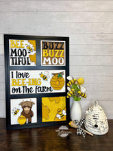 Load image into Gallery viewer, Highland Bee Interchangeable Leaning Sign File SVG, Cow, Farm, Honey, Glowforge, LuckyHeartDesignsCo