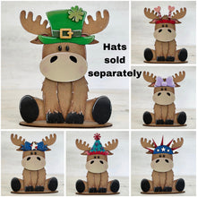 Load image into Gallery viewer, Moose Animal Hats Interchangeable MINI File SVG, Seasonal Leaning sign, Christmas, Holiday, Pet, Tiered Tray Glowforge, LuckyHeartDesignsCo