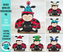 Load image into Gallery viewer, Ladybug Animal Hats Interchangeable MINI File SVG, Seasonal Leaning sign, Christmas, Holiday, Tiered Tray Glowforge, LuckyHeartDesignsCo