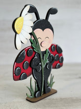 Load image into Gallery viewer, Standing Ladybug Daisy File SVG, Glowforge, Flower, Spring, Butterfly, Floral Tiered Tray LuckyHeartDesignsCo