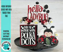 Load image into Gallery viewer, Hello Ladybug Quick and Easy Tiered Tray File SVG, LuckyHeartDesignsCo, Glowforge , Spring, Daisy, Tier Tray Summer