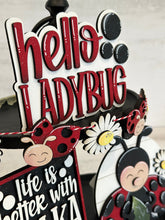 Load image into Gallery viewer, Hello Ladybug Quick and Easy Tiered Tray File SVG, LuckyHeartDesignsCo, Glowforge , Spring, Daisy, Tier Tray Summer